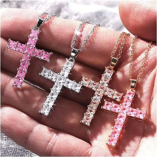 Collier Croix Cristal Doré