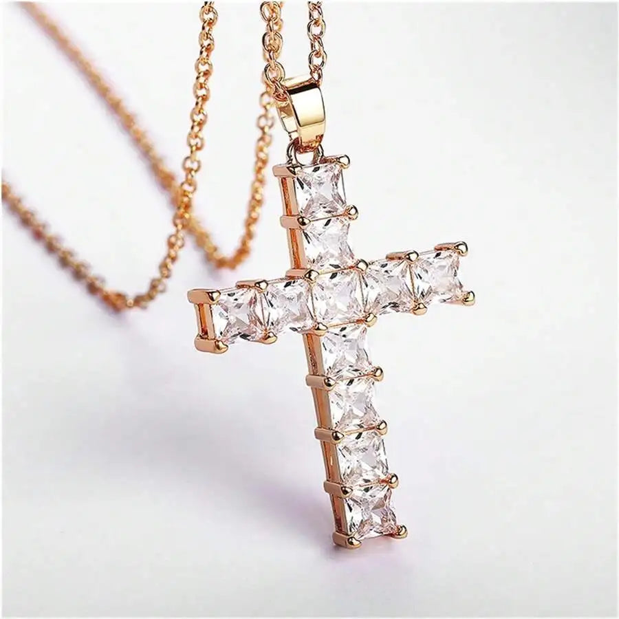 Collier Croix Cristal Doré
