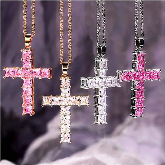 Collier Croix Cristal Doré
