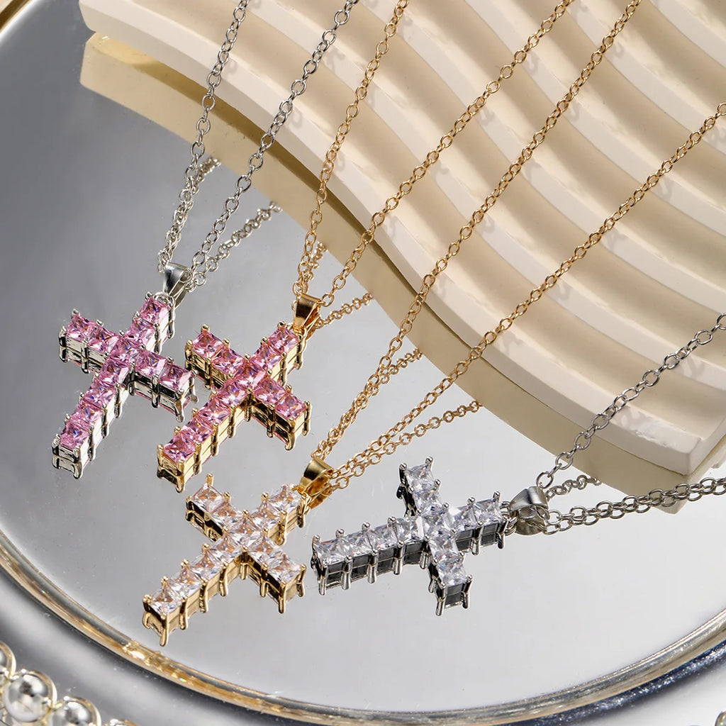 Collier Croix Cristal Doré