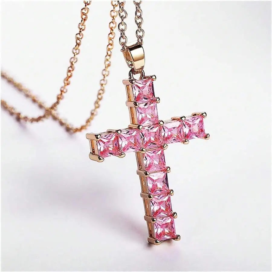 Collier Croix Cristal Doré
