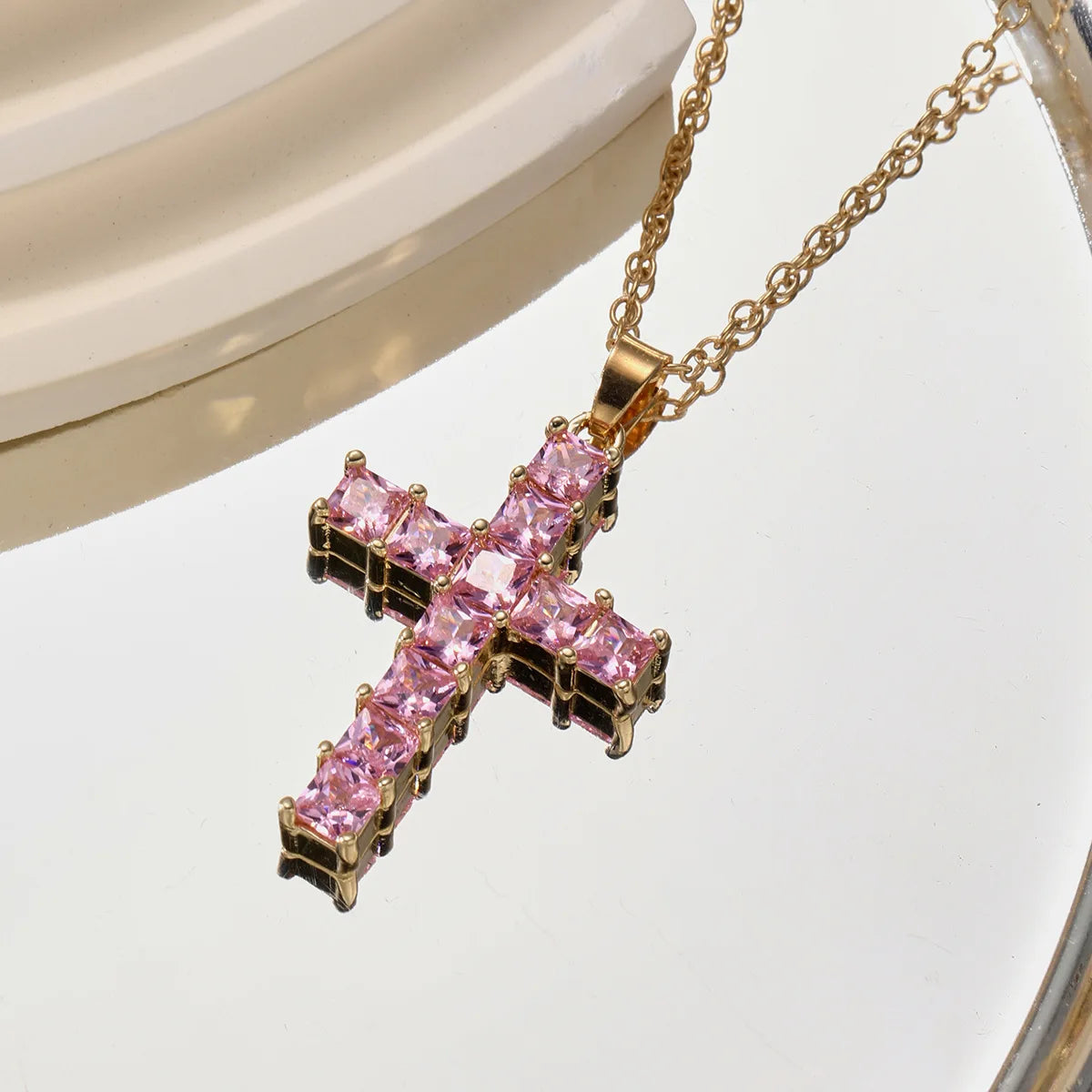 Collier Croix Cristal Doré